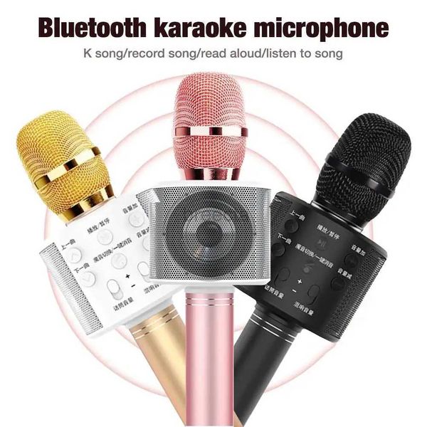 Micrófonos WS-858 Karaoke Wireless Micrófono portátil portátil Handheld USB Professional Karaoke Mic Bluetooths Mic Studio para iPhone Car PC 240408