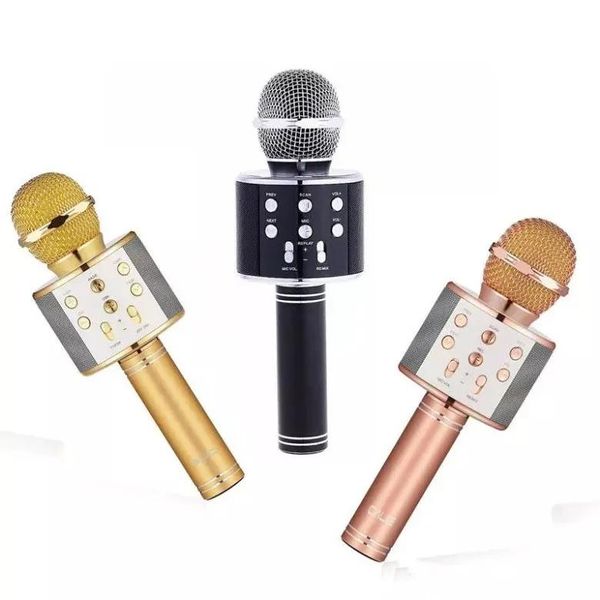 Microphones WS858 Bluetooth sans fil Microphone haut-parleur HIFI WS858 lecteur de karaoké magique micro haut-parleurs de fête enregistrer de la musique pour tablette de téléphone portable