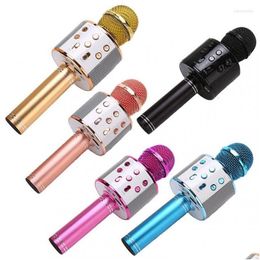 Microfoons Ws858 Karaoke Draadloze Bluetooth Microfoon Draagbare Powerf Professionele Luidspreker Thuis Ktv Muziekspeler Zingen Drop Deli Dhsau