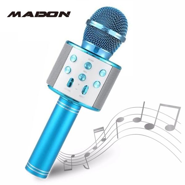 Micrófonos WS858 Portable Bluetooth Compatible Karaoke Micrófono Wireless Professional Speaker Home KTV Handheld Micrófono