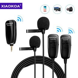 Microfoons Xiaokoa Dual UHF Lavalier Rapel Wireless Microfoon Recording VLOG YouTube Live -interview voor iPhone iPad Android DSLR Mic