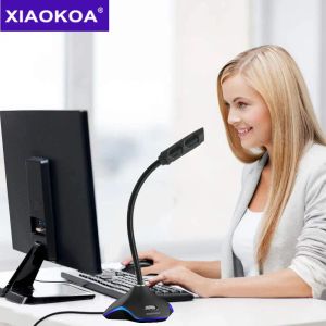 Microphones XIAOKOA jeu Microphone HD qualité sonore microphone USB pour enregistrement sur ordinateur avec lumière LED Microphone Portable pour pc