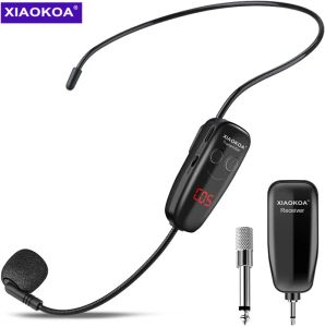 Microfoons Xiaokoa -kopmicrofoon, draadloze microfoon headset, draadloze microfoon voor fitness, LED -display165ft -bereik, voor versterker luidspreker
