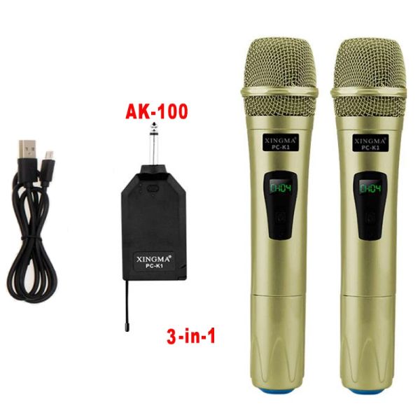 Microphones Xingma PCK1 Microphone sans fil professionnel portable 2 canaux Studio double micro dynamique VHF pour système de karaoké ordinateur KTV