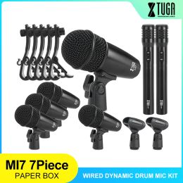 Microphones xtuga mi7ch 7piece kit dynamique de tambour dynamique (entiment entiers) Bass Bass Tom / Snare Cymbals Microphone Set Utilisation pour les tambours