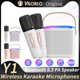 Microphones Y1 Double microphones Machine karaoké KTV Système DSP Bluetooth 5.3 PA EN TELAGE HIFI STÉRÉO Entourer RVB Lumière LED colorée