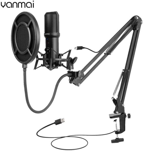 Microphones Yanmai USB Microphone Kit Studio Mic d'ordinateur condensateur avec support de dose de sissor de ciseaux réglables pour le jeu YouTube Music