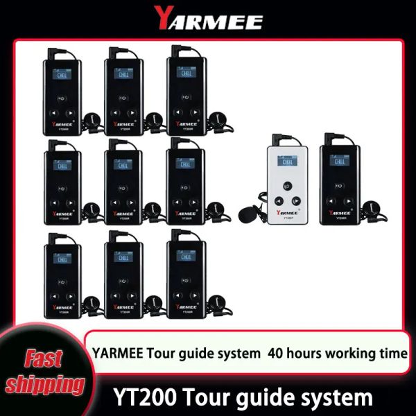 Microphones Yarmee Microphone Wireless Guide Guide Système de récepteur audio portable Portable Récepteur Tour Guide Whisper pour une réunion de spectacle Travel