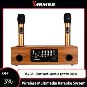 Microfoons Yarmee Professionele Echo Draadloos Karaoke-zangsysteem Inclusief 2-kanaals microfoon Bluetooth-luidsprekerversterker voor thuis Ktv