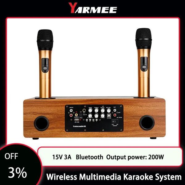 Microphones Yarmee Professional Echo Système de chant karaoké sans fil comprenant un microphone à 2 canaux amplificateur de haut-parleur Bluetooth pour la maison KTV