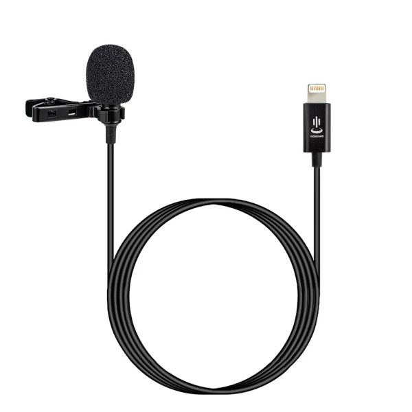 Microphones YCLM10 II 1,5m Téléphone Record vidéo Video Lavalier Microphone Condenseur pour iPhone X XS MAX 8 8Plus 7 7Plus 6 6s 6Plus iPad