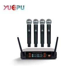 Microphones Yuepu K4 VHF Professional 4 canaux Microphone sans fil sans fil pour l'église de la réunion de scène