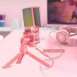 Microphones ZealSound RGB USB Condenser Microphone Studio Enregistrement micro pour ordinateur Streaming Video Gaming Podcasting Vocal Pink Color 240408