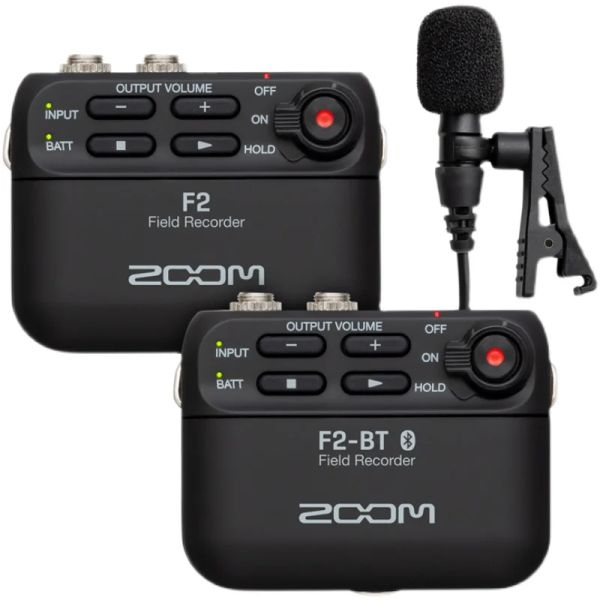 Microphones ZOOM F2 / F2BT enregistreur audio de terrain compact micropohone lavalier avec fonction Rec Hold pour la diffusion mobile en direct et vlog