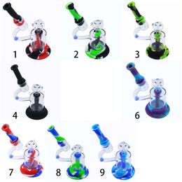 Microscoop Design Glas Bong met 14mm Kom 8 "Mini Bongs Rookpijp Filter Bubbler Siliconen Waterleidingen met Geschenkdoos Verpakking