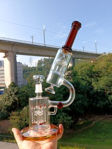 Microscope Percolator Glass Bong Hookahs avec Quadruple Rocket 14 Inch Oil Dab Rig pour Fumer