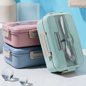 Magnetron lunchbox tarwe stroming servies eten opslagcontainer kinderen kinderen schoolkantoor draagbare bento box lunchbag p1212