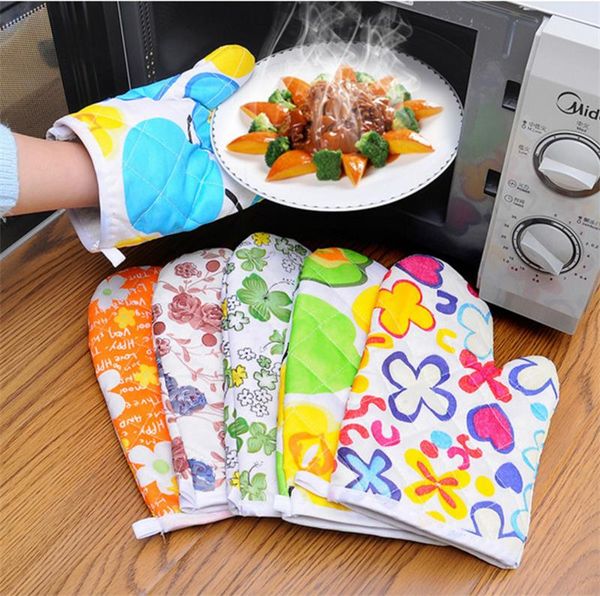 Gants de four à micro-ondes Anti-brûlure Ménage Cuisson Résistant aux hautes températures Gants d'isolation thermique en coton blanc Gadgets de cuisine 1pc