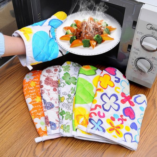 Gants de four à micro-ondes anti-brûlure, cuisson domestique, gants d'isolation thermique en coton blanc résistant aux hautes températures