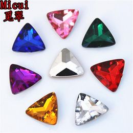 Micui 100 pièces 15mm mélange couleur triangle cristal Strass Pointback fantaisie pierres acrylique Strass cristal pierres Applique2598