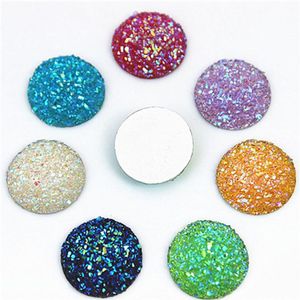 Micui 100 stuks 16mm Kristal AB Plaksteen Ronde Strass Cabochon Edelstenen Plat Hars Strass Voor DIY Decoratie ZZ188243s