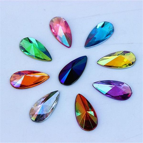 MICUI 100PCS 9 18 mm Crystal Drop Hingestones Back Flat Acrylic Crystal Stones For Bijoux Faire des vêtements DÉCORATIONS ZZ455192U