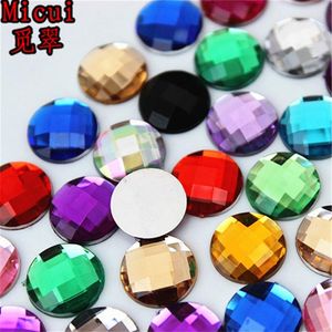 Micui 200pcs 12 mm ronde kristal flatback mix kleur acryl strass lijm op stras kristallen stenen edelstenen geen gat voor sieraden CRAF249D