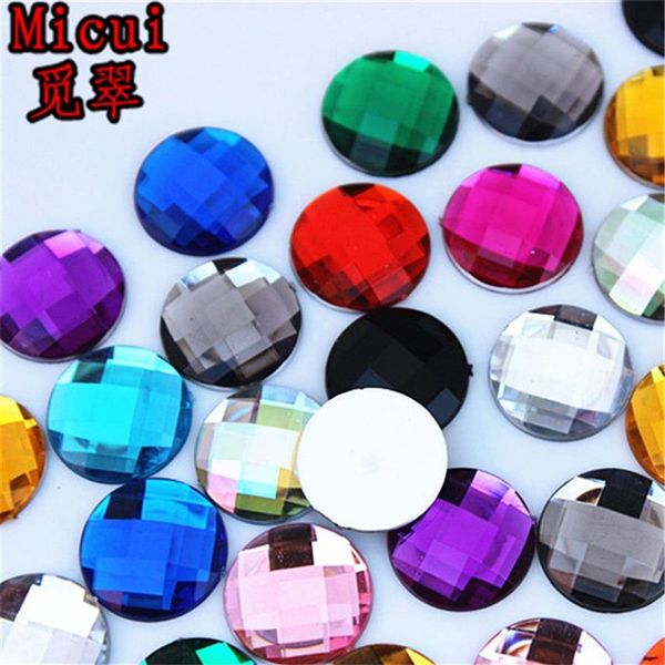 Micui 200 Uds 14mm cristal redondo Flatback mezcla de colores acrílico pegamento de diamantes de imitación en cristales de Strass piedras gemas sin agujero para joyería Craf202A