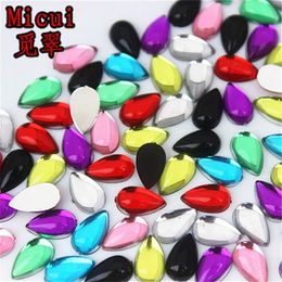 MICUI 300PCS 6 10 mm mélange de couleurs tombe en strass de gemmes acryliques à dos plat