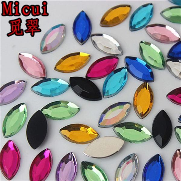 Micui 300 pièces 6 12mm cristaux d'oeil de cheval Strass à dos plat Strass en cristal acrylique Non fixables pierres de cristal clair ZZ6643336