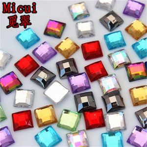 MICUI 300PCS 8 mm Crystal Mix Couleur en acrylique strass de plats Gemmes carrés de carrés Stone Strass pour vêtements Robe Craft ZZ714250C
