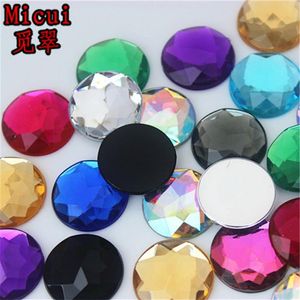 Micui 50 stks 20mm Ronde Kristallen Acryl Steentjes Plaksteen Lijm Op Edelstenen Strass Kristal Steen Kleding Jurk Craft ZZ751199o