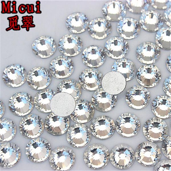 Micui SS3-SS40 clair strass verre cristal dos plat rond Nail Art pierres Non fix Strass cristaux pour bricolage ZZ993268B