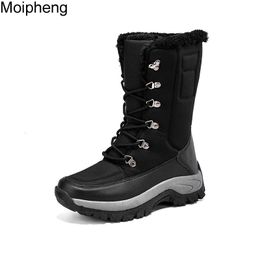 Mid-calf 963 Zapatos de plataforma para mujeres de invierno impermeables de Moipheng con botas de combate de piel gruesa Mujer 231018 810