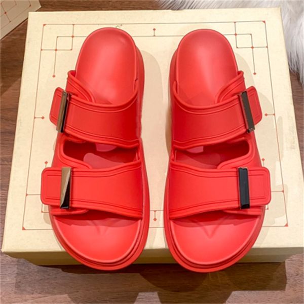 Moda para mujer Sandalias Diseñador Sandalia Hybrid Rubber Slide Coral Blanco Negro Amarillo Rojo Zapatillas de mujer Diapositivas de verano Zapatos de lujo EUR 35-40