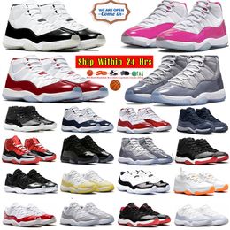 Heren 11 basketbalschoenen cement cool grijs kersen 11s Heren Sneakers hoog Gamma Blauw Laag Geel Slangenleer Midnight Navy Bred Antraciet heren dames Sportschoenen