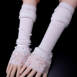 Guantes de longitud media manga de algodón mangas de encaje moda manga blanca pura manga falsa mangas tejidas mangas de punto