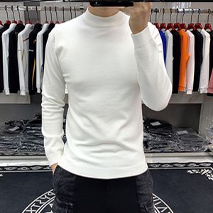 Suéter de Cuello Medio para Hombre, Color Sólido, Cuello Alto, Camisa Informal con Fondo, suéter de Punto con Cuello Alto, Moda Juvenil, Ropa para Hombre Delgado, 4XL