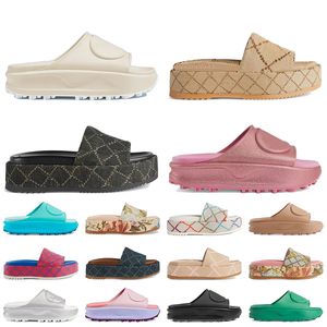 Luxury Platform Slides Gucci Sandals Famous Designer Women Cloud Cream White Black Pink Canvas Slippers Loafers Beach Shoes【code ：L】Flat Sliders