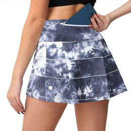 Mid-Rise Rok Geplooide Tennisrok met Twee Zakken Dames Shorts-Skitrs Yoga Sport Korte Rokken L8219