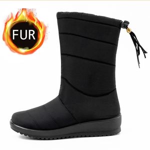 Mi-mollet neige avec talons bas femmes bottes d'hiver imperméable chaud compensées Botas Mujer chaussures femme Y200115 GAI GAI GAI