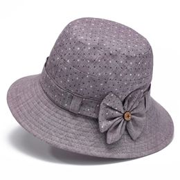 Middelbare leeftijd en ouderen emmer hoed dames lente en herfst zonwering hoed grootmoeder wastafel Panamese dames zonsondergang patroon hoed 240329