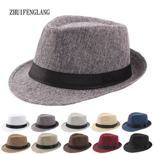 Chapeaux pare-soleil d'extérieur pour hommes d'âge moyen et âgés, soirées dansantes, chapeaux de jazz, petits chapeaux haut de forme en lin à bords roulés, chapeaux les plus vendus en Europe et en Amérique