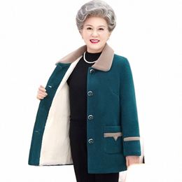 Manteau en fausse laine pour mères d'âge moyen, automne-hiver 2023, ample, manches Lg, vêtements d'extérieur, veste solide, Parkas décontractés, W26 41OE #