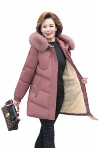 Middelbare leeftijd vrouwen Parka's Faux bontkraag Jassen Winter Plus Veet Lam Kapmantels Cott Jacket Womens Mama Overjas D3Ks #