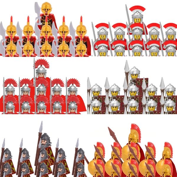 Moyen Âge Empire romain Spartan Crusader Mini figurines de soldat médiéval modèle blocs de construction briques jouets cadeau pour enfants 220715