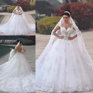 Moyen-Orient arabe robe de bal robes de mariée mancherons chérie dos nu Vintage dentelle appliques princesse 2023 robes de mariée