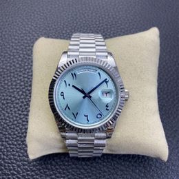 Midden-oosten ijs blauwe wijzerplaat mannen roze gouden horloges met diamanten Arabische nummer herenhorloge zakenman horloge dameshorloge DayD 40mm206U