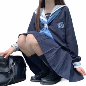 Lycée Corée du Sud Étudiants JK Uniforme Japonais Seifuku Jupe plissée Filles Cheerleading Sailor Costumes Costume Cos x0PD #