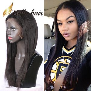 Vente Perruque Full Lace Wig lisse et soyeuse pour femmes noires, cheveux naturels indiens non traités, pre-plucked, avec cheveux de bébé, nœuds décolorés, Bella Hair Wig Fashion